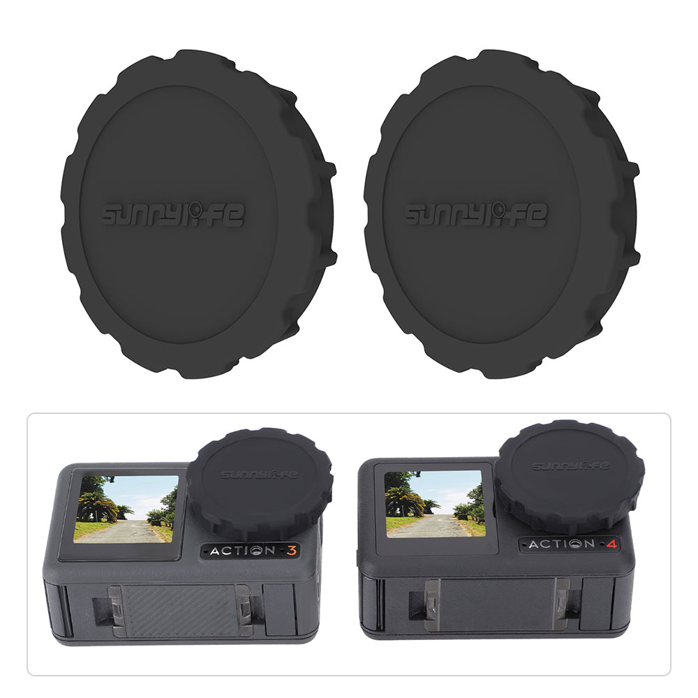 SUNNYLIFE 2Pcs / Set Silicone Lens Cap for DJI Osmo Action 4 / 3 Camera Lens Dust-proof Cover