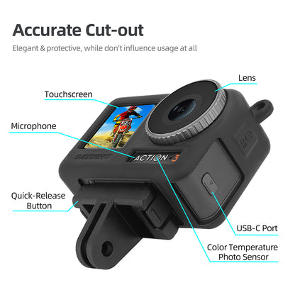 SUNNYLIFE 2Pcs / Set Silicone Lens Cap for DJI Osmo Action 4 / 3 Camera Lens Dust-proof Cover