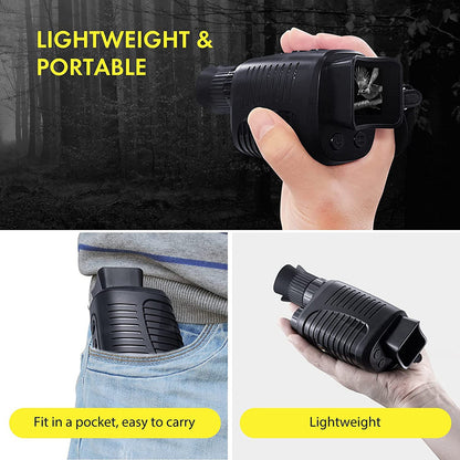 R7 HD Full Black Infrared Digital Monocular Night Vision Monocular Support 5X Zoomable, Photography, Video Recording