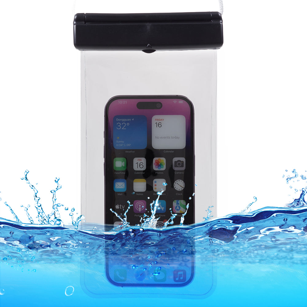 Sliding Closure PVC+ABS Water Resistant Phone Pouch for Under 7.2-inches Mobile Phone Dry Bag with Strap Support Touch Control