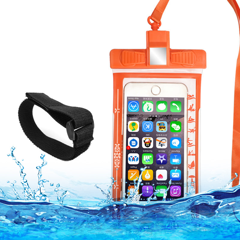 Whistle Design Waterproof Phone Pouch for Phone Under 6.5'' TPU+ABS IPX8 Underwater Dry Bag with Armband