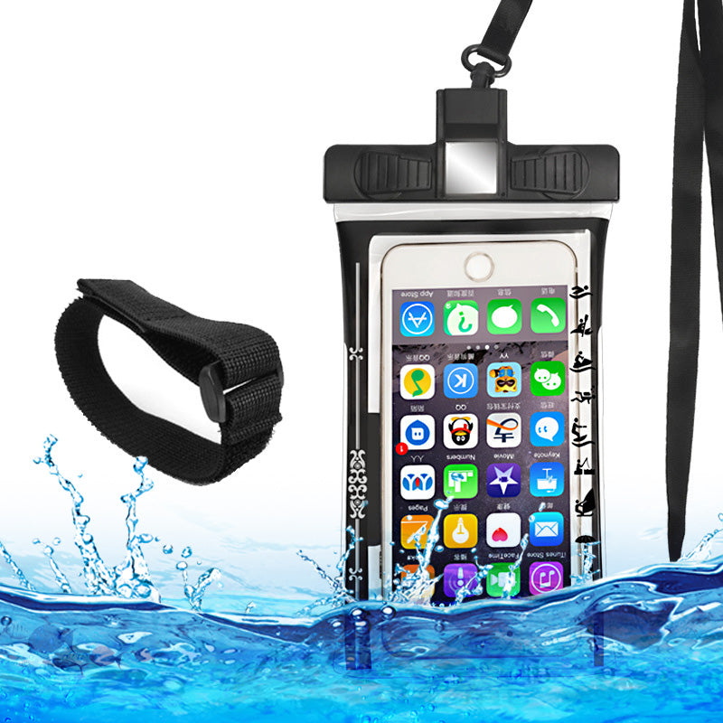 Whistle Design Waterproof Phone Pouch for Phone Under 6.5'' TPU+ABS IPX8 Underwater Dry Bag with Armband