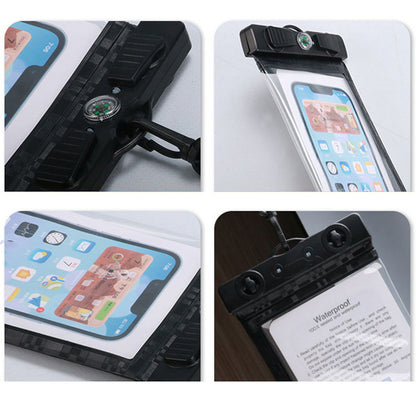 Waterproof Phone Case for Phone within 7.5'' ABS+PVC Screen Touchable IPX8 Phone Water Protector Pouch with Compass