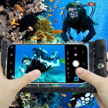 Waterproof Phone Case for Phone within 7.5'' ABS+PVC Screen Touchable IPX8 Phone Water Protector Pouch with Compass