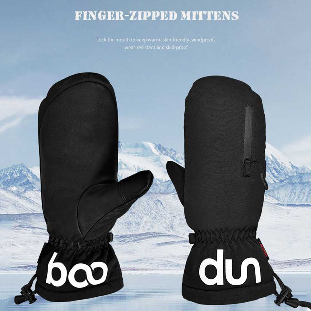 BOODUN 1233 1 Pair Adult Winter Skiing Cycling Gloves Thumb Touch Screen Warm Mittens with Zipper Pocket