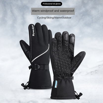 KYNCILOR A0085 1 Pair Ski Gloves 3 Fingers Touch Screen Snowboard Thermal Gloves Warm for Men Women