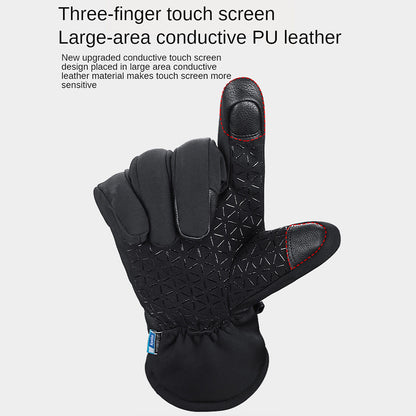 KYNCILOR A0085 1 Pair Ski Gloves 3 Fingers Touch Screen Snowboard Thermal Gloves Warm for Men Women