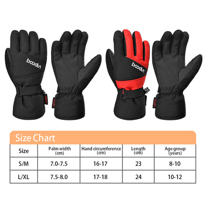 BOODUN 1383 1 Pair Outdoor Sports Kids Gloves Full Finger Anti-slip Mittens for Skiing Cycling