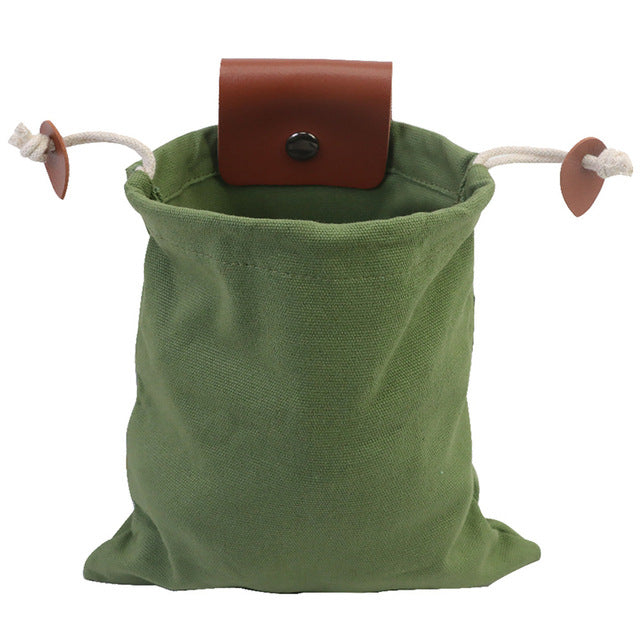 HALIN Fruit Picking Bag Waist Hanging Drawstring Canvas Foraging Pouch for Outdoor Camping Picnic