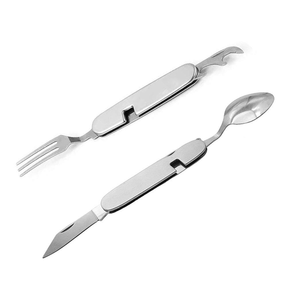 HALIN 2Pcs / Set Camping Cutlery Set Stainless Steel Knife Fork Spoon Outdoor Flatware (No FDA Certificate)