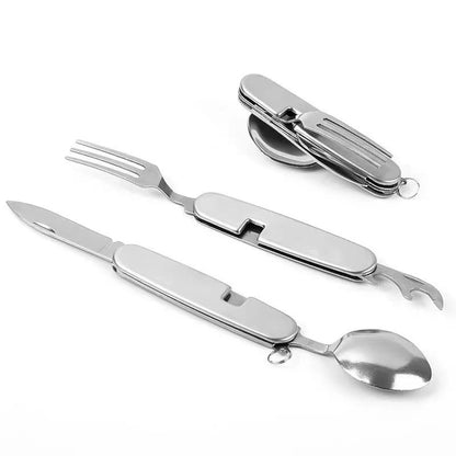 HALIN 2Pcs / Set Camping Cutlery Set Stainless Steel Knife Fork Spoon Outdoor Flatware (No FDA Certificate)