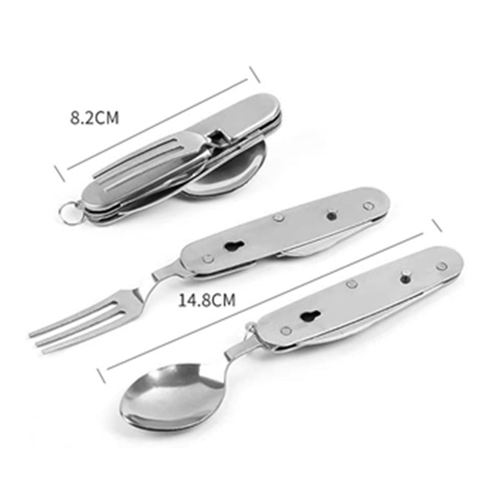 HALIN 2Pcs / Set Camping Cutlery Set Stainless Steel Knife Fork Spoon Outdoor Flatware (No FDA Certificate)