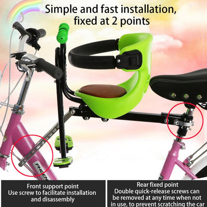 Bike Front-Mounted Children Bike Seat Bicycle Kids Carrier with Guardrail, Handrail and Pedal