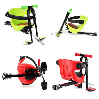 Bike Front-Mounted Children Bike Seat Bicycle Kids Carrier with Guardrail, Handrail and Pedal