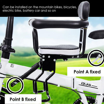 003 Detachable Children Bike Seat Bicycle Front Mount Baby Saddle Carrier Safe Seat with Handrail for Kids