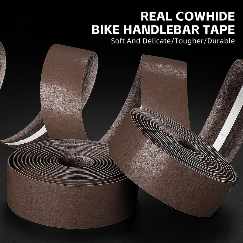 WEST BIKING YP0804072 1 Pair Bicycle Handlebar Wrap Tapes Cycling Bike Handlebar Cowhide Leather Straps