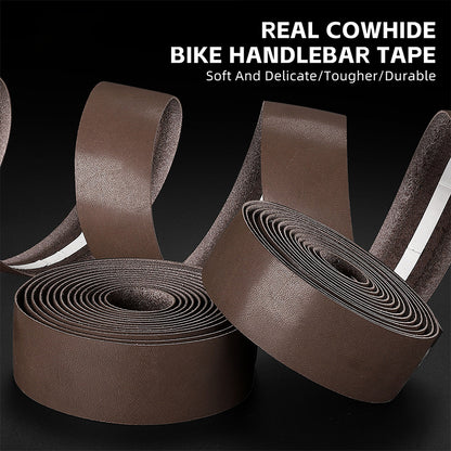 WEST BIKING YP0804072 1 Pair Bicycle Handlebar Wrap Tapes Cycling Bike Handlebar Cowhide Leather Straps