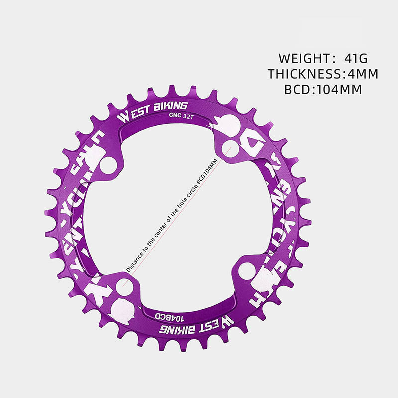 WEST BIKING 104BCD 32T Positive and Negative Single Chainring Aluminum Alloy CNC MTB Toothed Discs for Bikes