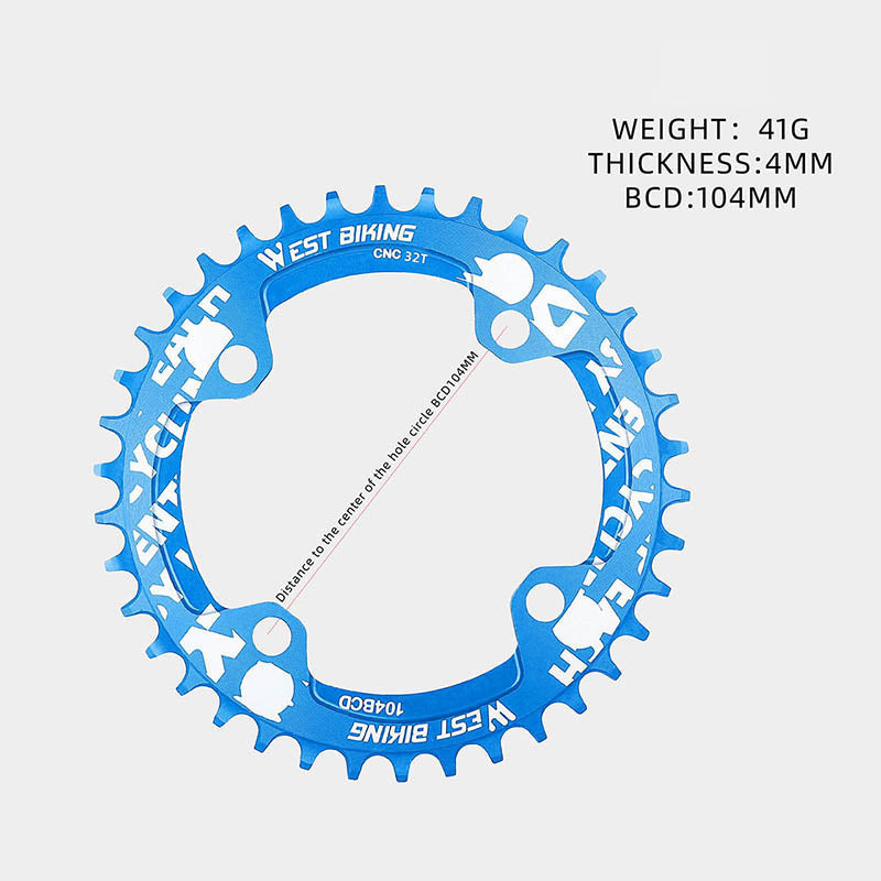 WEST BIKING 104BCD 32T Positive and Negative Single Chainring Aluminum Alloy CNC MTB Toothed Discs for Bikes