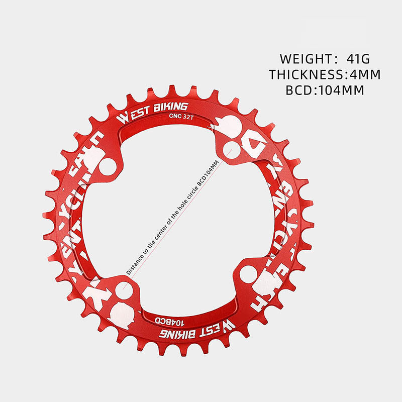 WEST BIKING 104BCD 32T Positive and Negative Single Chainring Aluminum Alloy CNC MTB Toothed Discs for Bikes