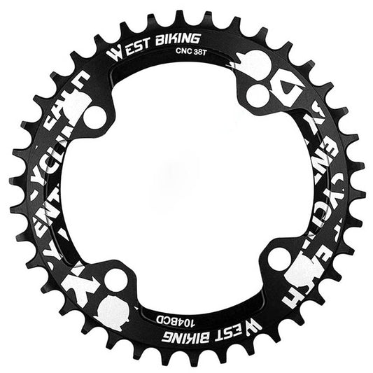 WEST BIKING 104BCD 38T Aluminum Alloy CNC Single Chainring MTB Bike Positive and Negative Toothed Chain Ring