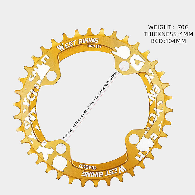 WEST BIKING 104BCD 38T Aluminum Alloy CNC Single Chainring MTB Bike Positive and Negative Toothed Chain Ring