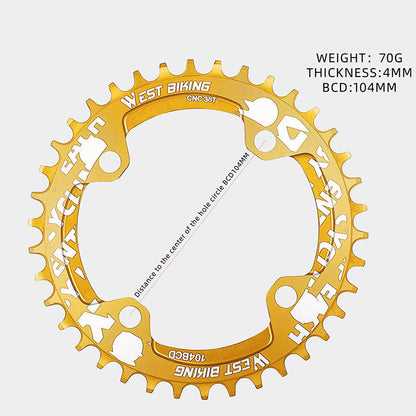 WEST BIKING 104BCD 38T Aluminum Alloy CNC Single Chainring MTB Bike Positive and Negative Toothed Chain Ring