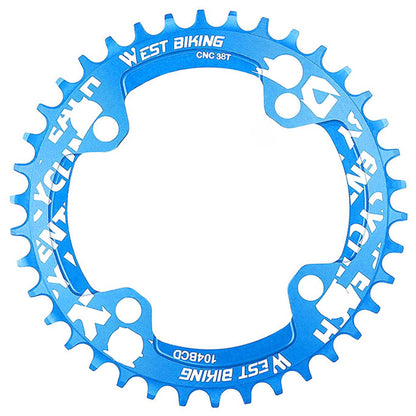 WEST BIKING 104BCD 38T Aluminum Alloy CNC Single Chainring MTB Bike Positive and Negative Toothed Chain Ring