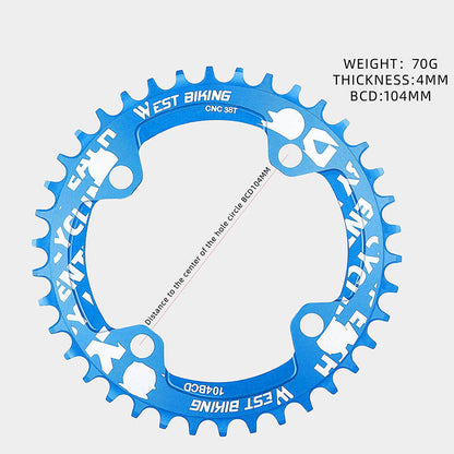 WEST BIKING 104BCD 38T Aluminum Alloy CNC Single Chainring MTB Bike Positive and Negative Toothed Chain Ring