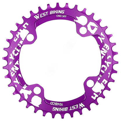 WEST BIKING 104BCD 38T Aluminum Alloy CNC Single Chainring MTB Bike Positive and Negative Toothed Chain Ring