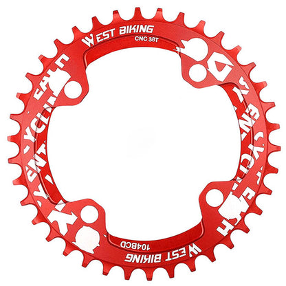 WEST BIKING 104BCD 38T Aluminum Alloy CNC Single Chainring MTB Bike Positive and Negative Toothed Chain Ring