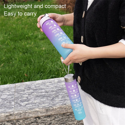 3PCS PC Sports Water Bottles Set Drinking Bottles Cups with Drinking Time, Volume Scale, Straw (BPA-Free, No FDA Certified)