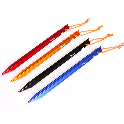 HALIN 4Pcs 18cm Aluminum Alloy Tent Stake Outdoor Camping Canopy Tarp Fixing Ground Pegs with Rope