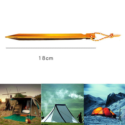 HALIN 4Pcs 18cm Aluminum Alloy Tent Stake Outdoor Camping Canopy Tarp Fixing Ground Pegs with Rope