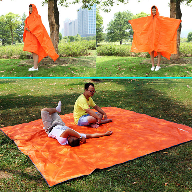 AOTU 3 In 1 Raincoat Backpack Rain Cover Cycling Rain Poncho Waterproof Outdoor Camping Tent Mat