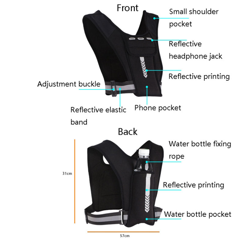 Running Reflective Vest Backpack Outdoor Sports Mobile Phone Chest Bag (Luminous Upgraded Version)