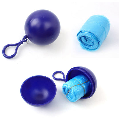 2Pcs / Set Disposable Raincoat Ball Keyring Style Emergency Raincoat Poncho for Outdoor Hiking Camping