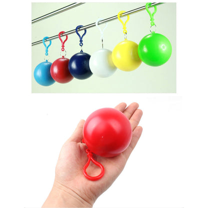 2Pcs / Set Disposable Raincoat Ball Keyring Style Emergency Raincoat Poncho for Outdoor Hiking Camping