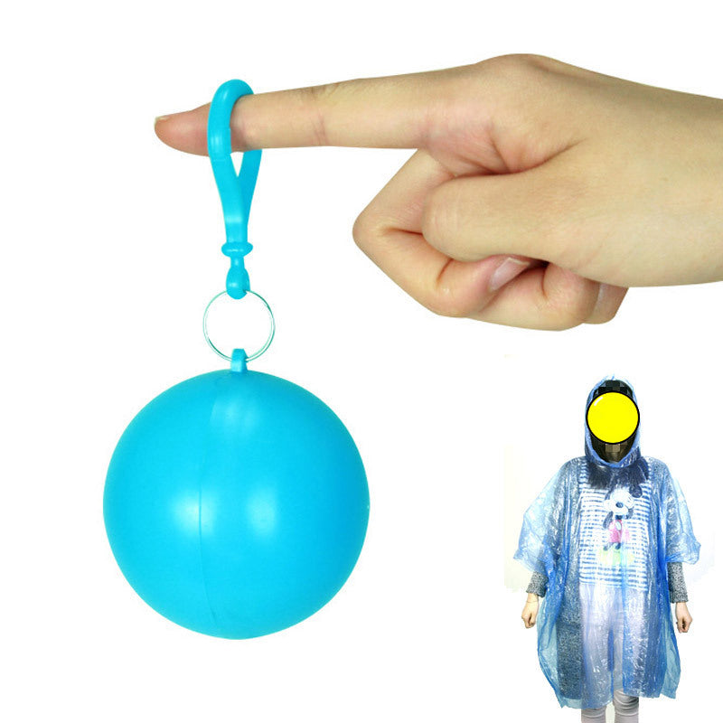 2Pcs / Set Disposable Raincoat Ball Keyring Style Emergency Raincoat Poncho for Outdoor Hiking Camping