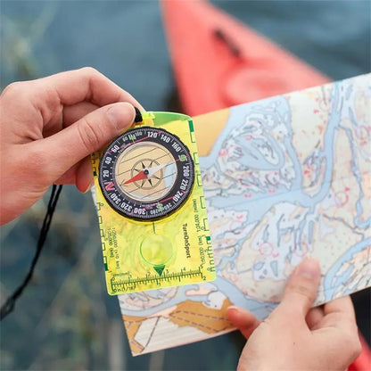 Outdoor Multifunctional Compass Map Scale with Strap for Hiking, Camping, Trekking