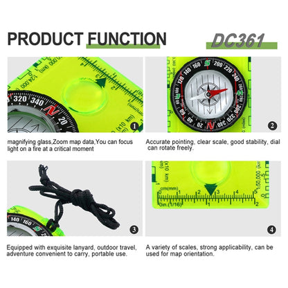 Outdoor Multifunctional Compass Map Scale with Strap for Hiking, Camping, Trekking