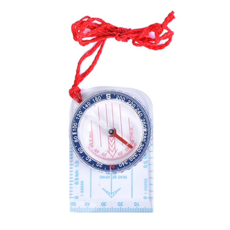 DC47-3 Outdoor Acrylic Compass Map Scale for Hiking, Camping, Trekking Multifunctional Compass with Strap