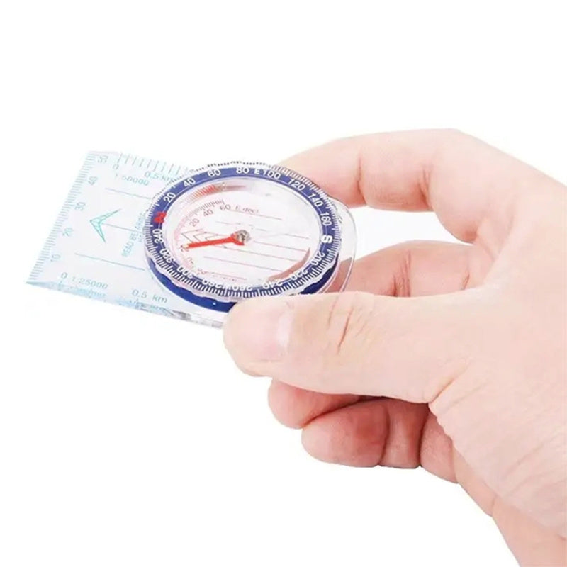 DC47-3 Outdoor Acrylic Compass Map Scale for Hiking, Camping, Trekking Multifunctional Compass with Strap