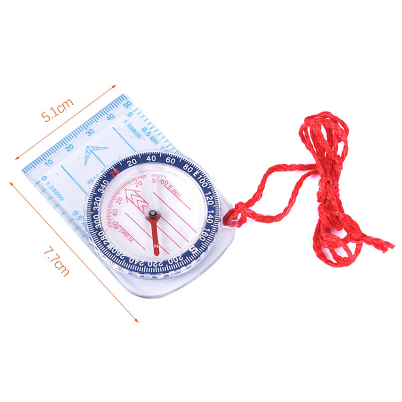 DC47-3 Outdoor Acrylic Compass Map Scale for Hiking, Camping, Trekking Multifunctional Compass with Strap