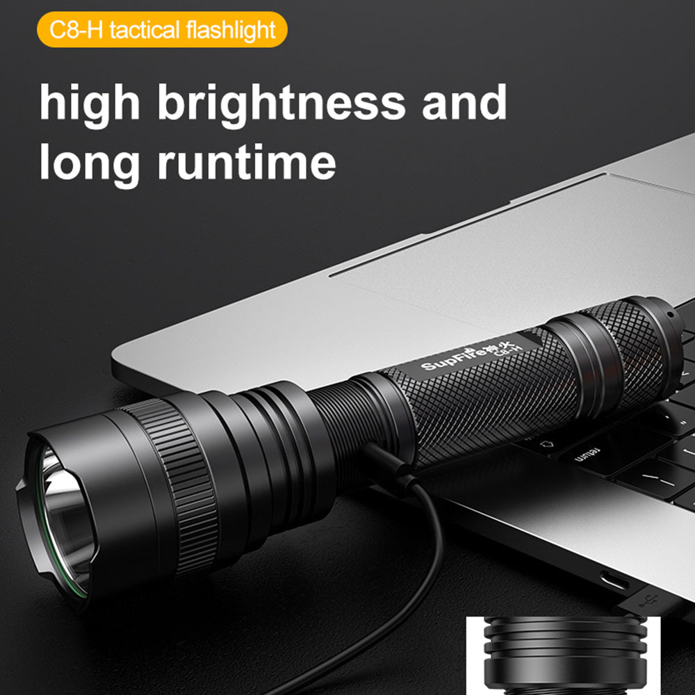 SUPERFIRE C8-H 1200LM Portable Flashlight High Brightness 15W Night Light with 4000mAh Battery