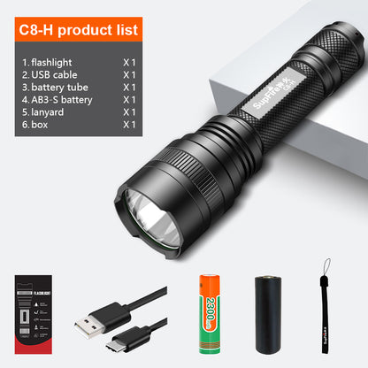 SUPERFIRE C8-H 1200LM Portable Flashlight High Brightness 15W Night Light with 4000mAh Battery