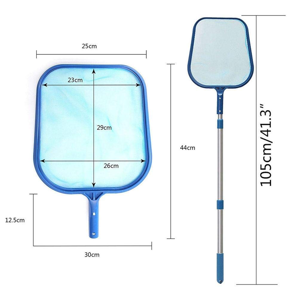 K-1050B Swimming Pool Leaf Cleaning Plastic Mesh Spa Fountain Debris Net Skimmer Cleaner with 35-105CM Telescopic Aluminum Pole