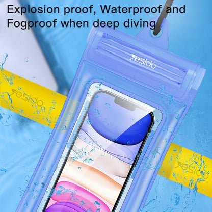 YESIDO WB11 PVC+ABS IPX8 Waterproof Phone Case for 6.8-inch Phones Air Bag Design Dry Pouch for Swimming, Drifting