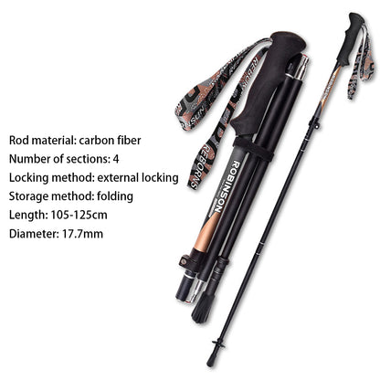 REBORNSUN Telescopic Carbon Fiber Trekking Pole Backpacking Camping 3-Section Walking Stick