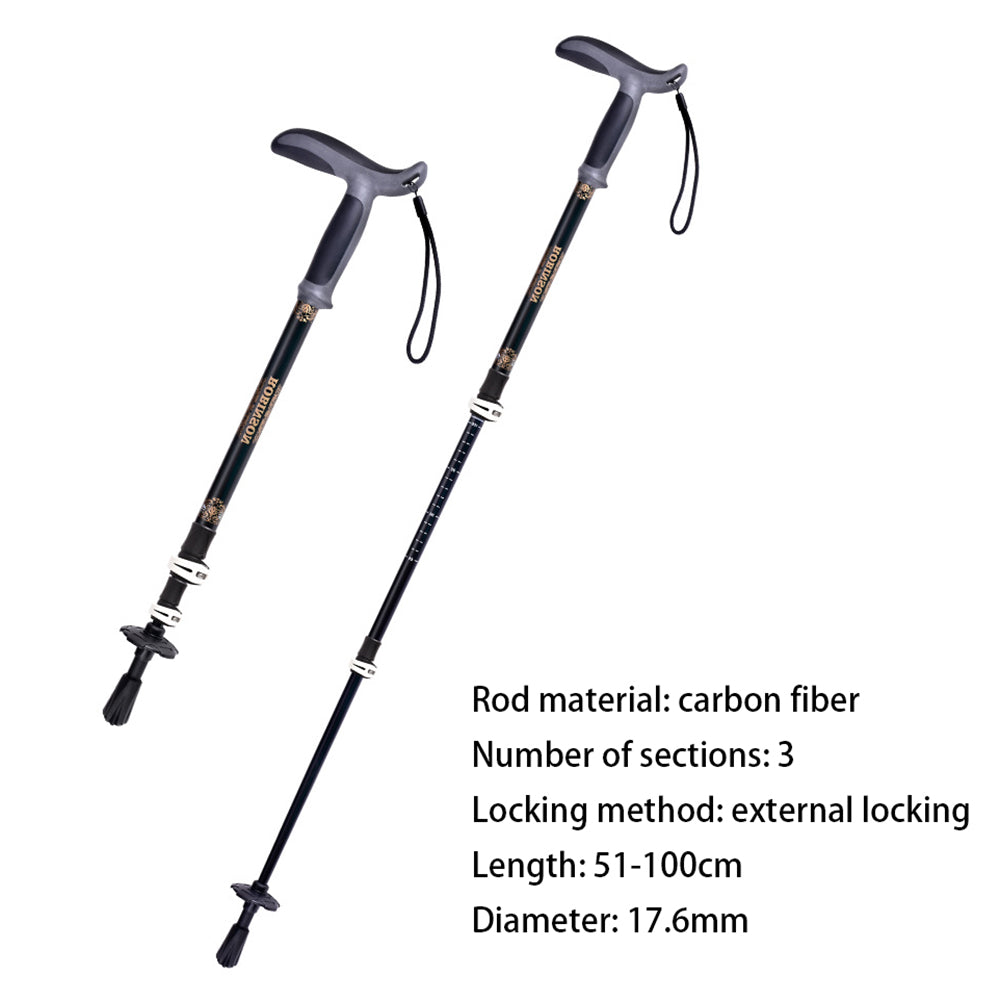 REBORNSUN RBQY0623 Backpacking Carbon Fiber Trekking Pole Camping 3-Section 51-100CM Outdoor Walking Stick